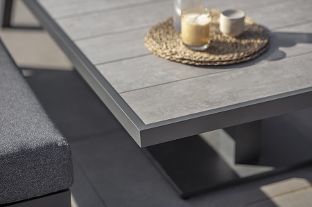 San Marino Modular L-Shape Sofa with Rectangle Piston Ceramic Table Bench & Chair - Slate - image 2