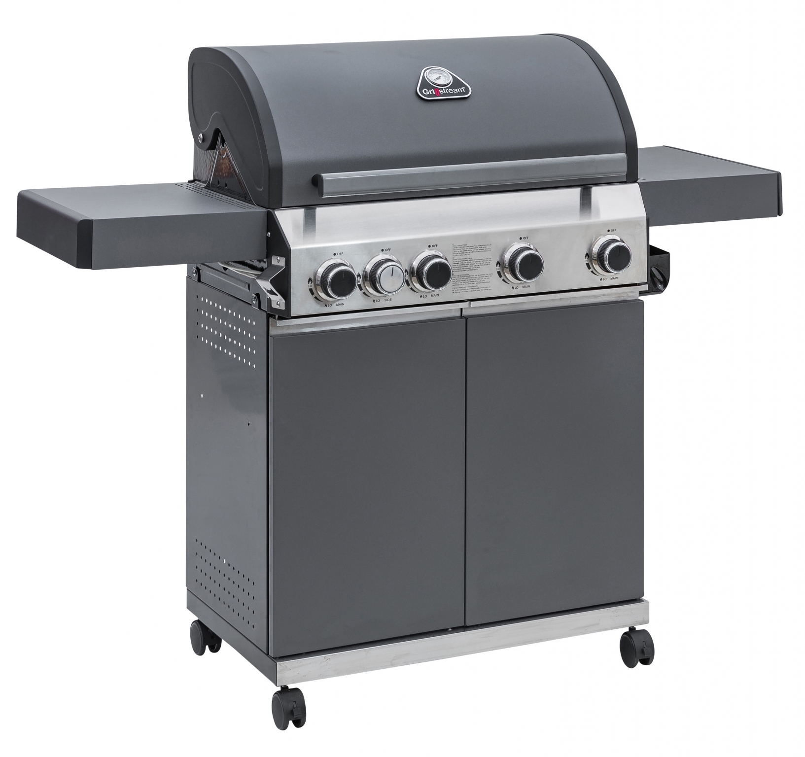 Grillstream Classic 4 Burner Hybrid with Side Burner Matt Grey Mackenzie Cruickshank Garden Centre webshop